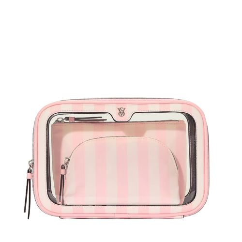 Victoria`s Secret 3-Piece Makeup Bag Heritage Stripe Зображення товару