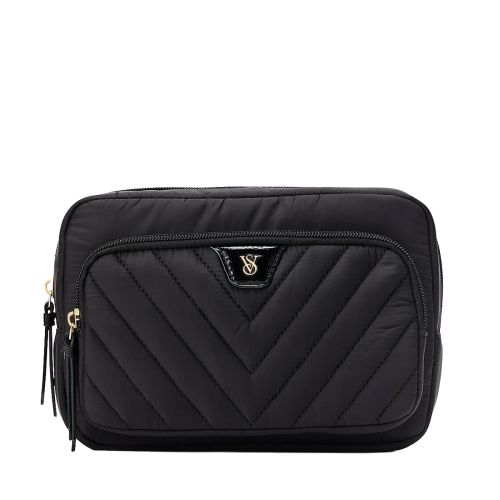 Victoria’s Secret Travel Makeup Pouch Black V-Quilt Зображення товару