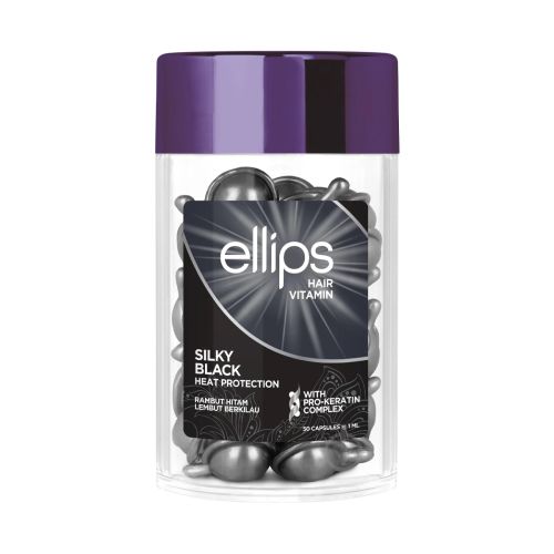 Вітаміни для волосся "Шовкова ніч" з про-кератиновим комплексом Ellips Hair Vitamin Silky Black With Pro-Keratin Complex - зображення