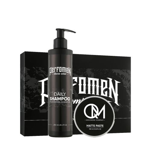 Подарунковий набір для чоловіків Perfomen Daily Shampoo + QM Matte Paste