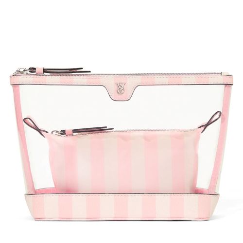 Victoria's Secret 2-Piece Makeup Bag Heritage Stripe Зображення товару