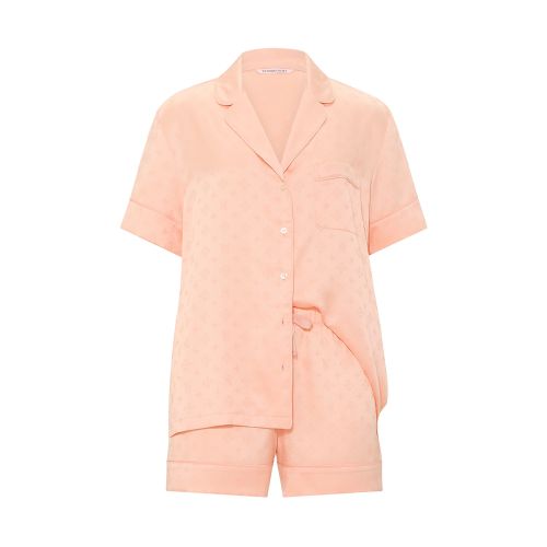 Victoria's Secret Signature Satin Short Pajama Set Jacquard Pink Gin Зображення товару