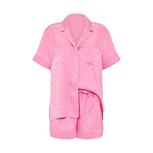 Victoria's Secret Signature Satin Short Pajama Set Jacquard Pink Sugar Зображення товару
