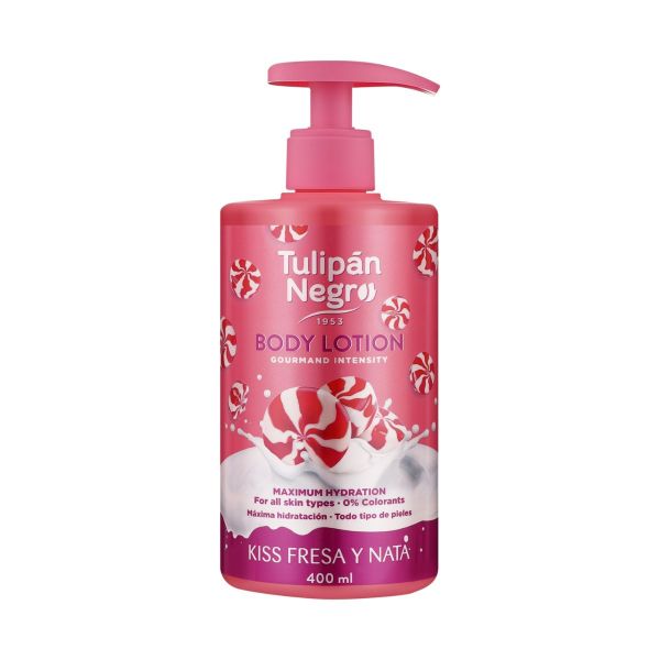Лосьйон для тіла Полуничний крем Tulipan Negro Kiss Strawberry & Cream Body Lotion - зображення