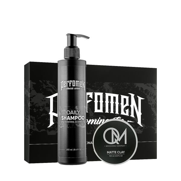 Подарунковий набір для чоловіків Perfomen Daily Shampoo + QM Matte Clay - зображення