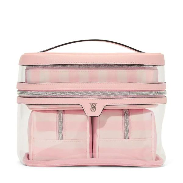 Косметичка рожева 4 в 1 Victoria's Secret 4-Piece Makeup Bag Heritage Stripe - зображення