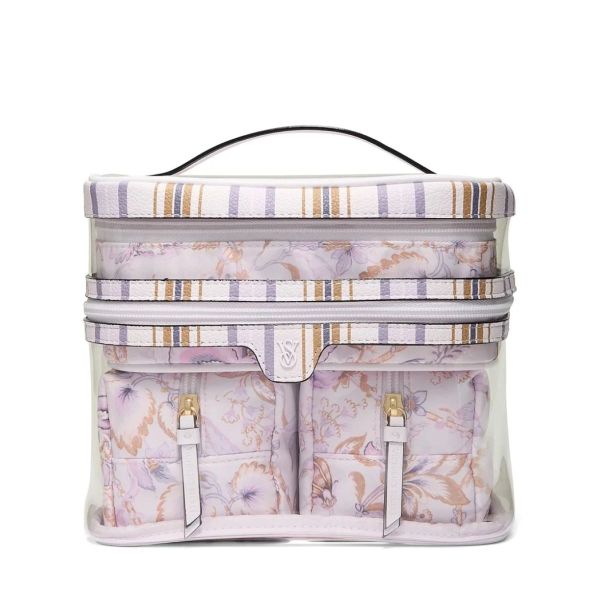 Косметичка бузкова 4 в 1 Victoria's Secret 4-Piece Makeup Bag Lilac Paisley - зображення