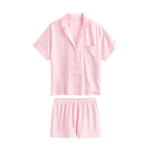 Піжама рожева смужка із шортами Victoria's Secret Heritage Cotton Shadow Stripe Short Pajama Set - зображення