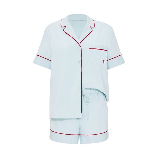 Піжама блакитна з шортами Victoria's Secret Heritage Cotton Short Pajama Set Celestial Blue - зображення