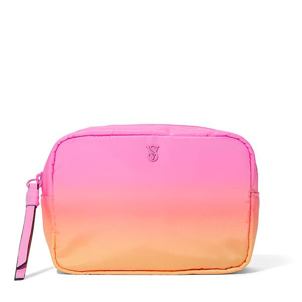 Косметичка рожево-помаранчева Victoria's Secret Travel Makeup Bag Pink Ombre - зображення