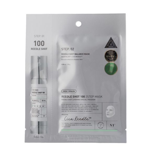 Зміцнювальна тканинна маска для обличчя VT Cosmetics Mild Reedle Shot 100 2-Step Mask - зображення